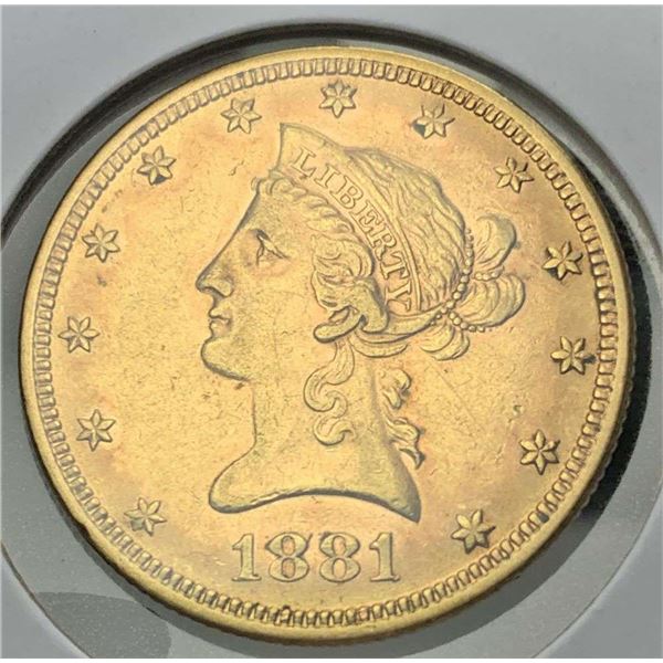 1881 Gold $10 Liberty Head MS62