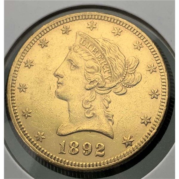 1892 Gold $10 Liberty Head MS62