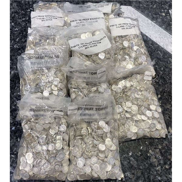 $100 Face Proof 90% Silver 25c (400-coins)
