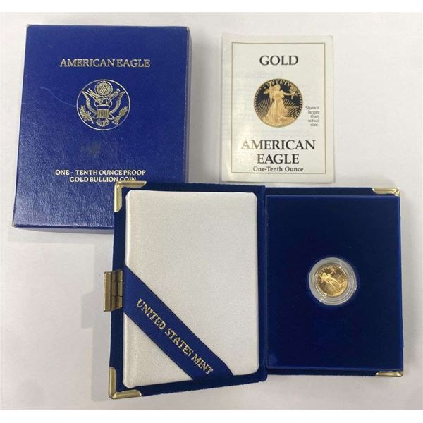 1989-P American Gold $5 Eagle 1/10th ozt PF69+ OGP