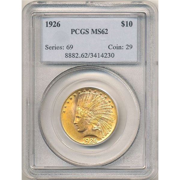 1926 Gold $10 Indian Head PCGS MS62