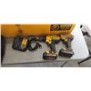 Image 2 : DEWALT CORDLESS TOOLS, INCLDUING BRAND NEW 20V TRIPOD LIGHT, HEDGETRIMMER,  CHARGER, BAG, DRILL AND 