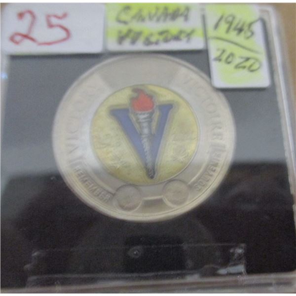 1945 - 2020 WORLD WAR VICTORY COLORED TOONIE