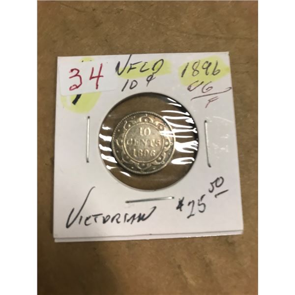 1896 VG/FINE NEWFOUNDLAND VICTORIAN DIME
