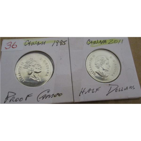 1995 - 2011 PROOF CAMEO CANADA HALF DOLLAR