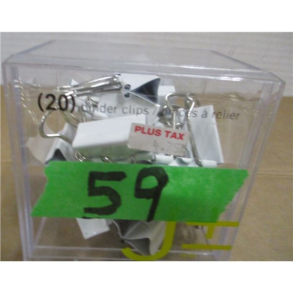 STORE CLOSE-OUT (AS IS):  PACKAGE OF 20 WHITE 1 1/4" BINDER CLIPS