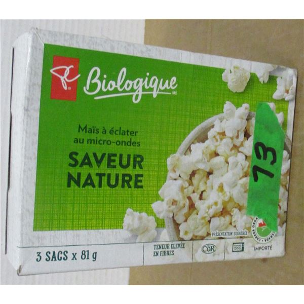 SHELF PULLS (AS IS):  MICROWAVE POPCORN (3 X 80 GRAM BAGS) - BOX