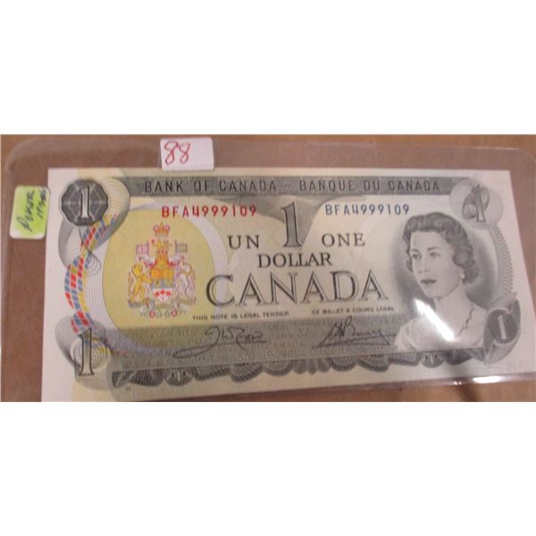 1973 POKER HAND SERIAL NUMBER CANADA $1 BILL