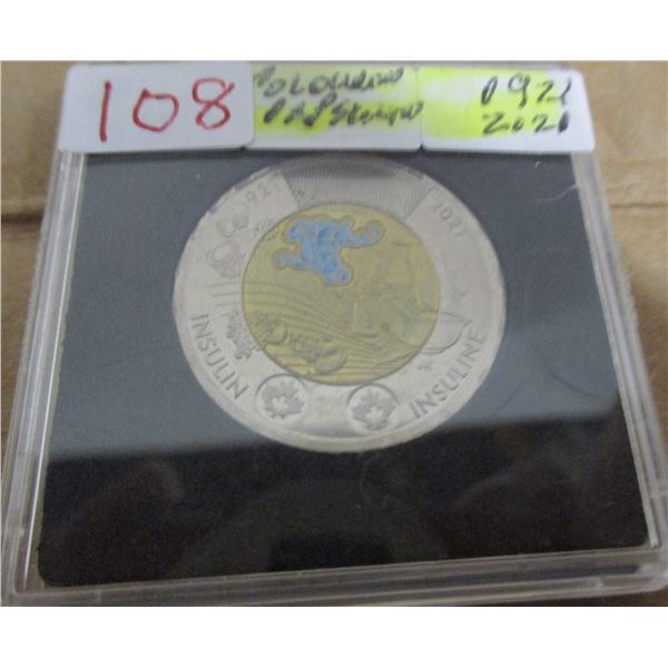1921 - 2021 COLORED INSULIN CANADA TOONIE COIN