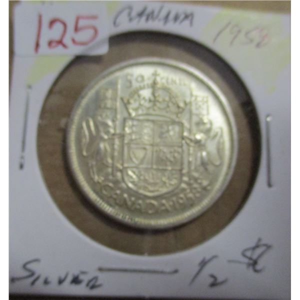 1958 CANADA SILVER HALF DOLLAR