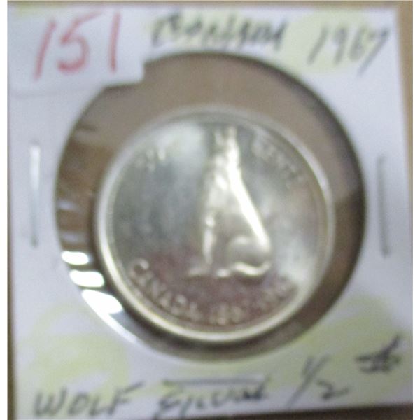 1967 WOLF CANADA SILVER HALF DOLLAR