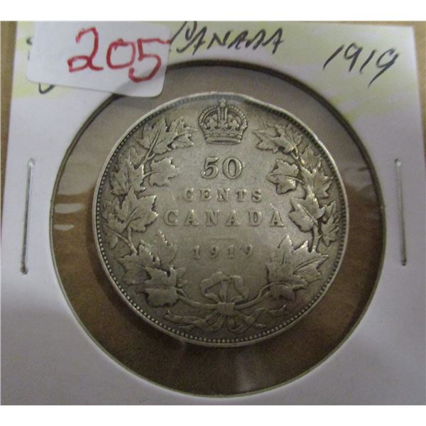 1919 CANADA KING GEORGE VI SILVER HALF DOLLAR