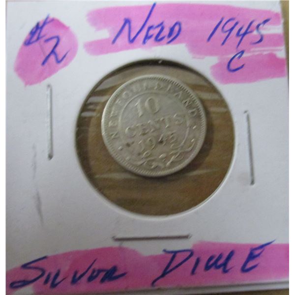 1945 "C" NEWFOUNDLAND SILVER DIME