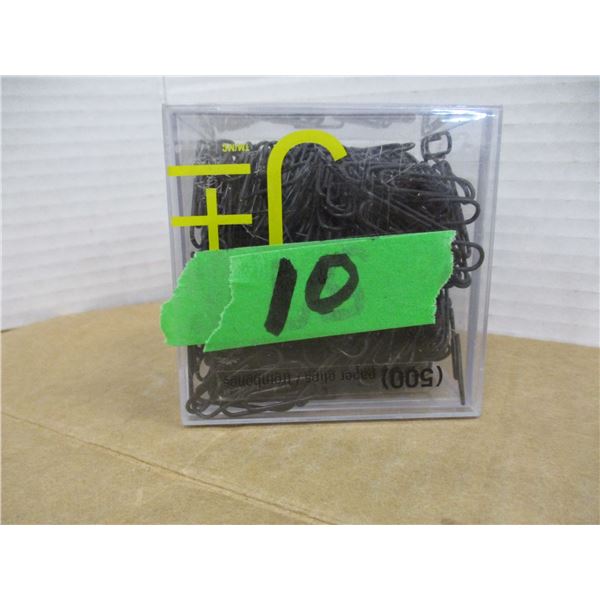 STORE CLOSE-OUT (AS IS):  CONTAINER C/W 500 BLACK PAPER CLIPS