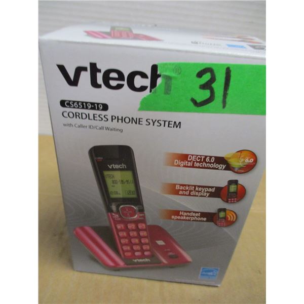 ESTATE:  V-TECH CORDLESS PHONE SYSTEM (CS6519-19) IN ORIGINAL BOX (MSRP $39.99)