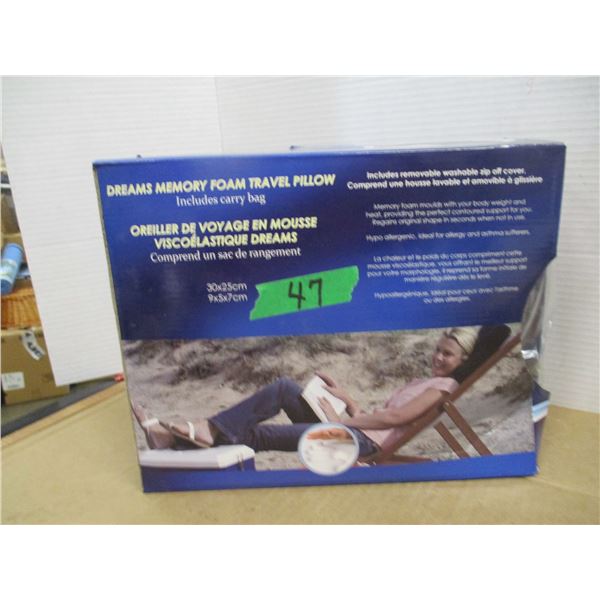 ESTATE:  DREAMS MEMORY FOAM TRAVEL PILLOW IN ORIGINAL BOX