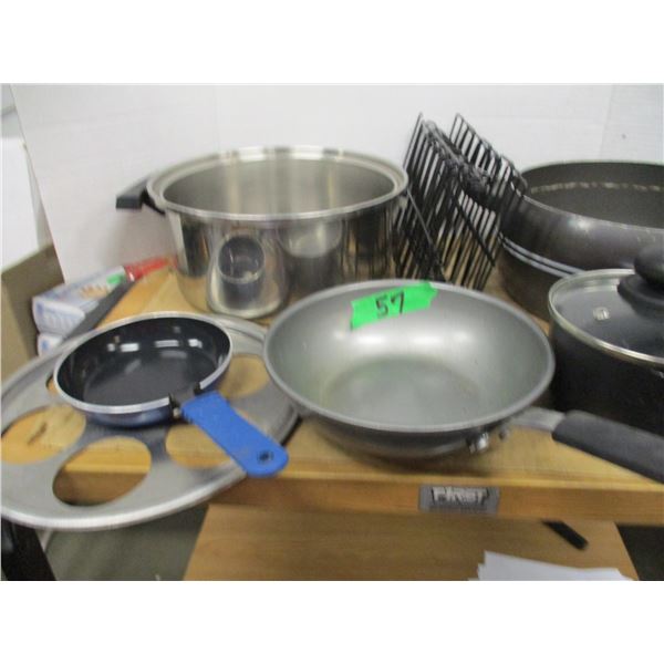 ESTATE:  BOX C/W POTS & PANS