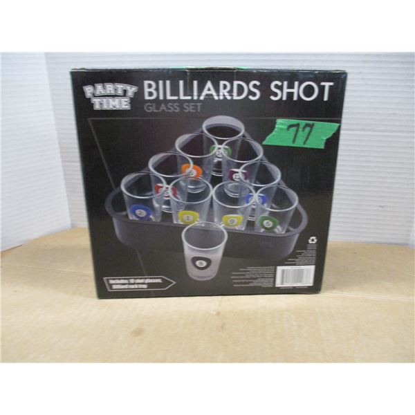 ESTATE:  SET OF BILLARD SHOT GLASSES IN ORIGINAL BOX