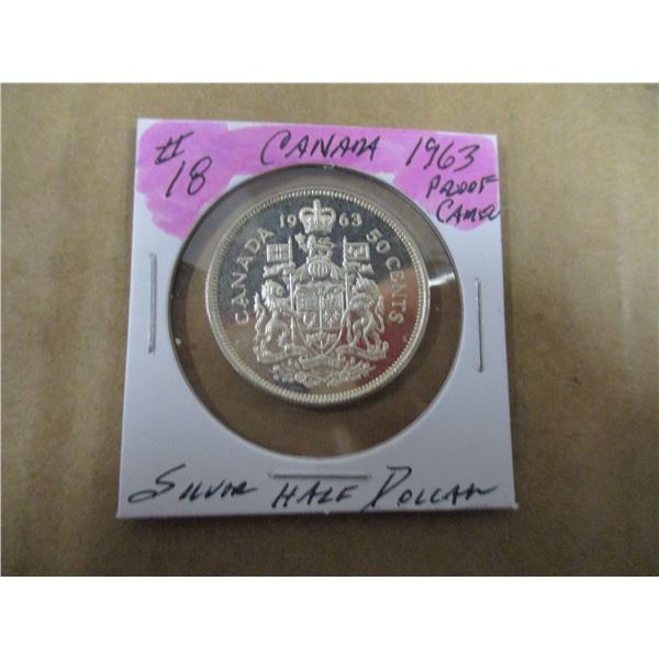 1963 PROOF CAMEO CANADA HALF DOLLAR