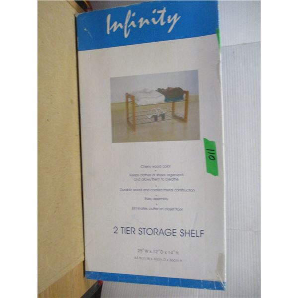 ESTATE (NEW):  2 TIER STORAGE SHELF UNIT IN ORIGINAL BOX