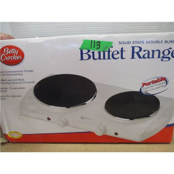 ESTATE (NEW):  BETTY CROCKER BUFFET RANGE (2 BURNER) IN ORIGINAL BOX
