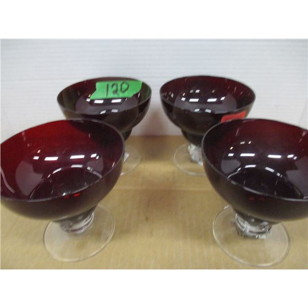 ESTATE:  SET OF 4 RED GLASSES