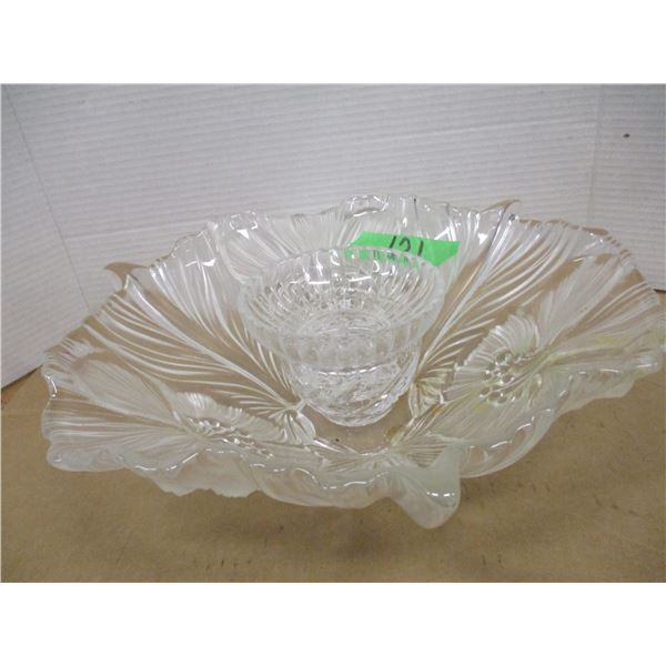 ESTATE:  GLASS BOWL & 2 DISHES