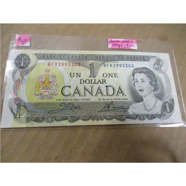 1973 BANK OF CANADA POKER HAND SERIAL NUMBER $1 BILL