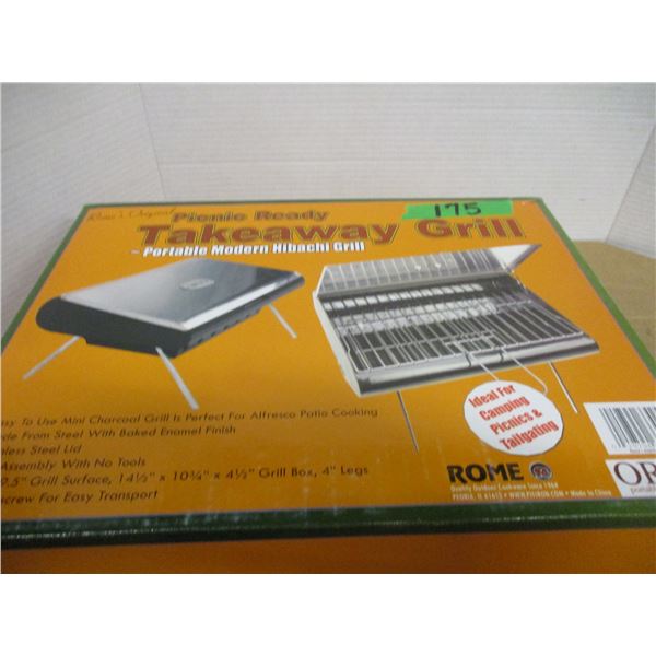 ESTATE (NEW):  TAKEAWAY PORTABLE GRILL IN ORIGINAL BOX