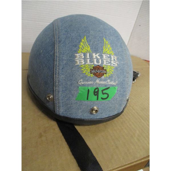 BLUE DENIM BIKE HELMET (SIZE LARGE)