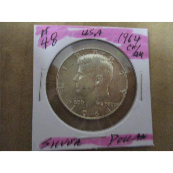 1964 USA KENNEDY SILVER HALF DOLLAR