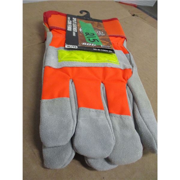 STORE CLOSE-OUT (AS IS):  ORANGE/GREEN GLOVES (SIZE XL) - PAIR