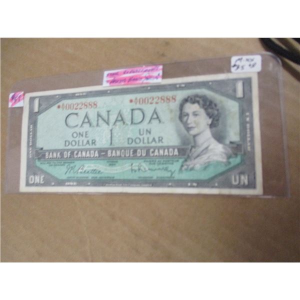 1954 STAR REPLACEMENT SERIAL NUMBER POKER HAND SERIAL NUMBER $1 BILL
