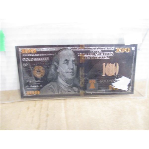 BLACK & GOLD FOIL USA $100 BANK NOTE (NOT LEGAL TENDER)