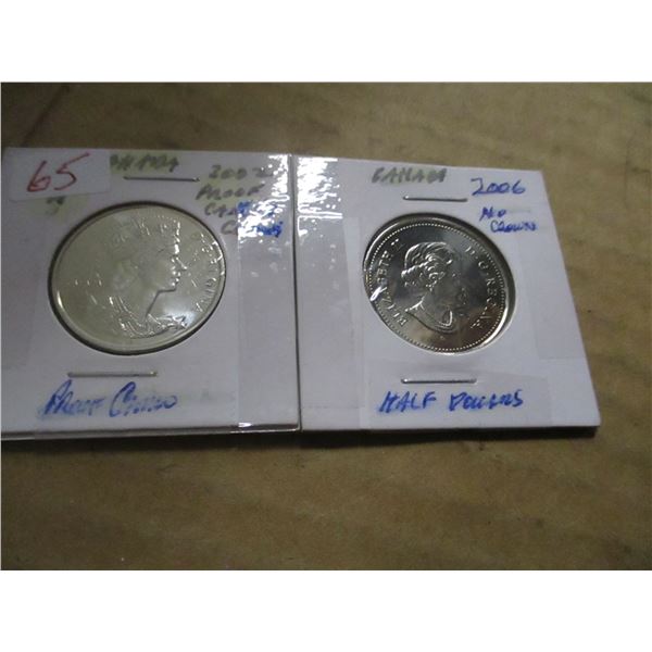 2002 CROWN QUEEN & 2006 CANADA PROOF HALF DOLLARS