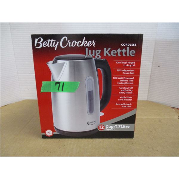 ESTATE/NEW:  BETTY CROCKER CORDLESS JUG KETTLE