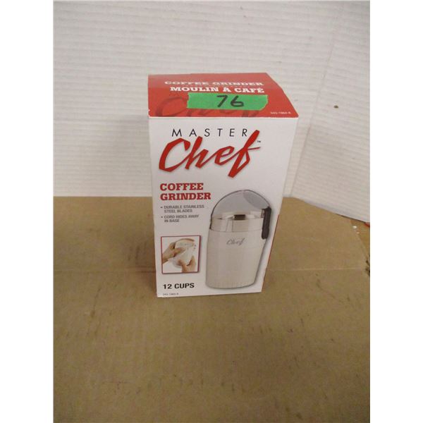 ESTATE/NEW:  MASTER CHEF COFFEE GRINDER IN ORIGINAL BOX