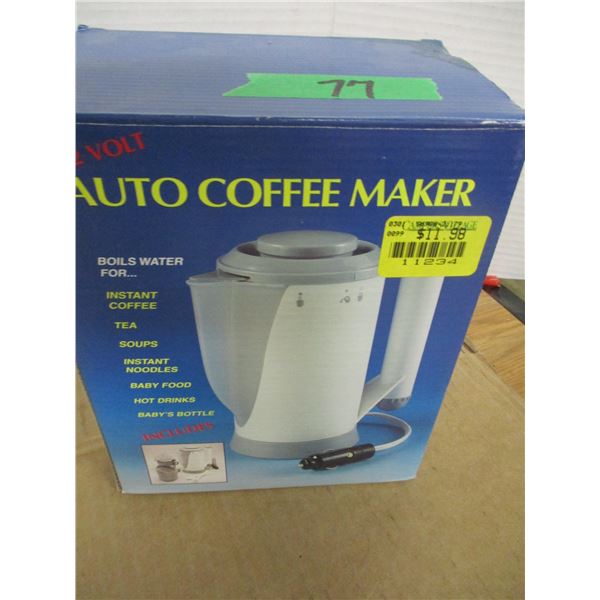 ESTATE/NEW:  12 VOLT AUTO COFFEE MAKER IN ORIGINAL BOX