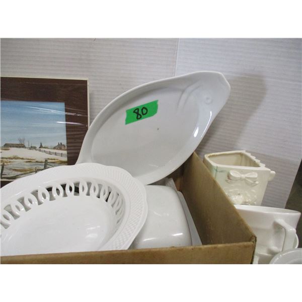 ESTATE:  BOX C/W ASSORTED DISHWARE