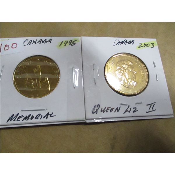 1995 CANADA MEMORIAL & 2003 PROOF CANADA DOLLARS