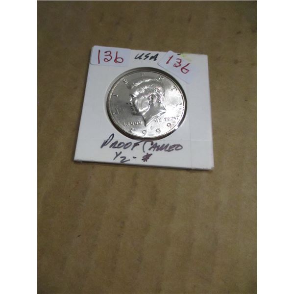 1999 PROOF CAMEO USA KENNEDY HALF DOLLAR
