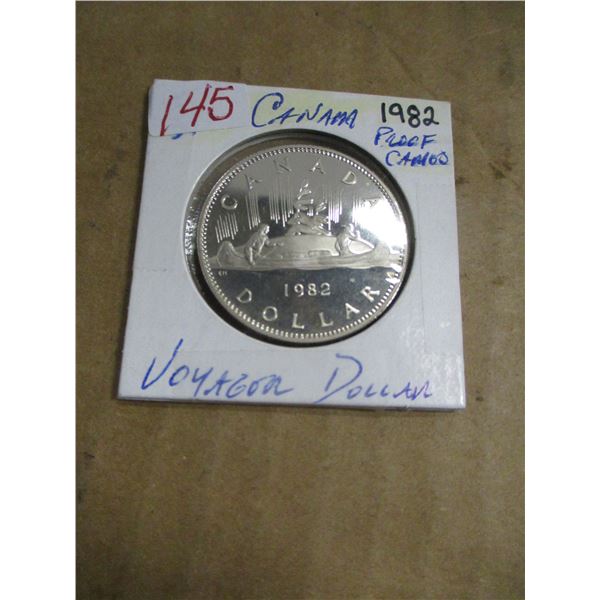 1982 CANADA PROOF CAMEO VOYAGER DOLLAR