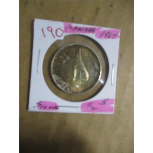 1967 CANADA WOLF SILVER HALF DOLLAR