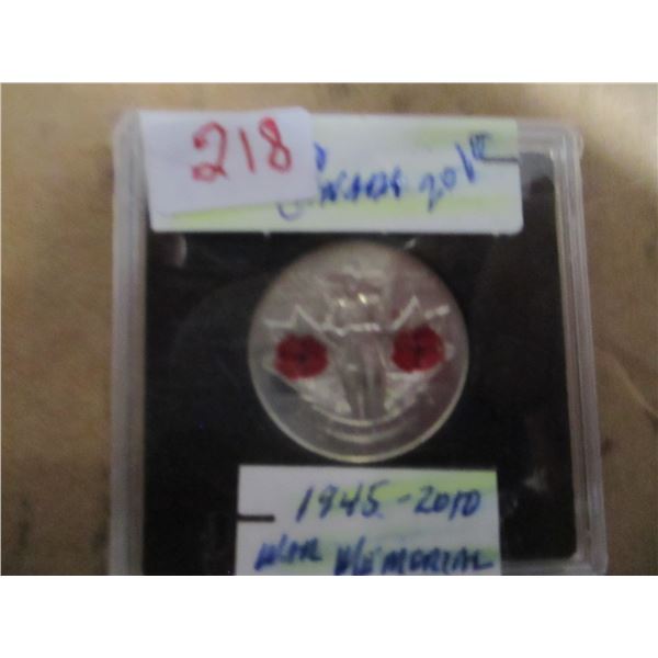 1945 - 2010 WAR MEMORIAL DOUBLE RED POPPY MINT COIN