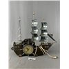 Image 1 : Vintage Electric "United Self Starting" Table Top Wood & Metal Ship Clock. Approx. 16.5" H x 18" L