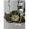 Image 2 : Vintage Electric "United Self Starting" Table Top Wood & Metal Ship Clock. Approx. 16.5" H x 18" L