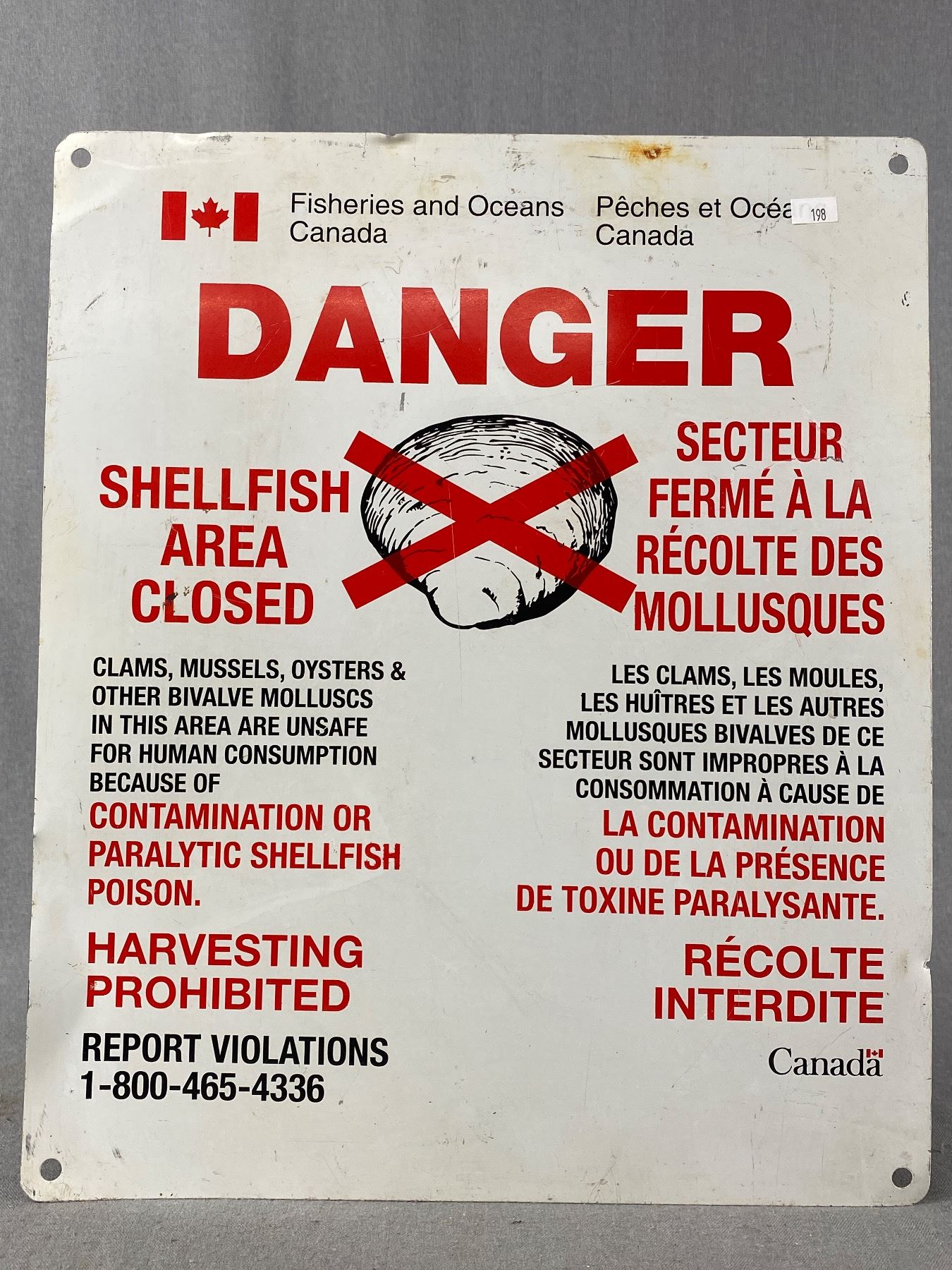 Shellfish Signages Vintage Metal Fisheries and Oceans Canada