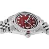 Image 8 : Rolex Mens Stainless Steel Red Ruby and Diamond Datejust Wristwatch