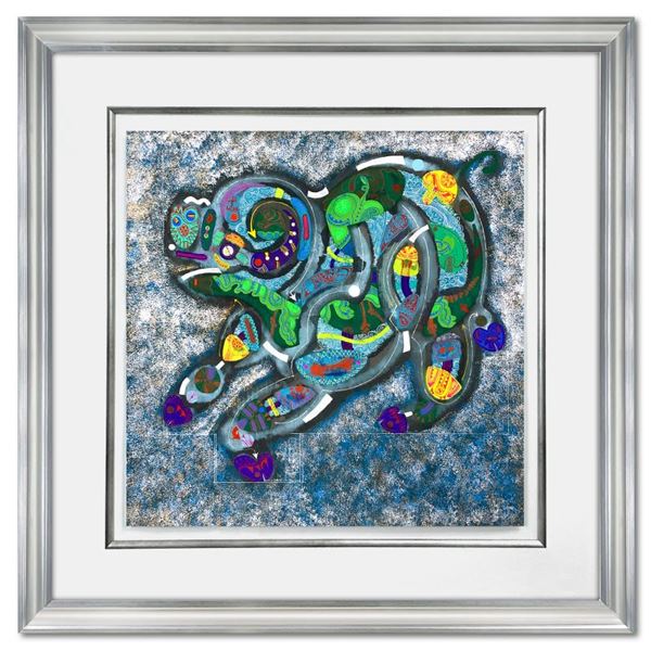 Lu Hong, "Chinese Zodiac - Water Pig" Framed Original Mixed Media Painting