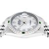 Image 9 : Rolex Mens Stainless Steel White Roman Emerald and Diamond Datejust Wristwatch